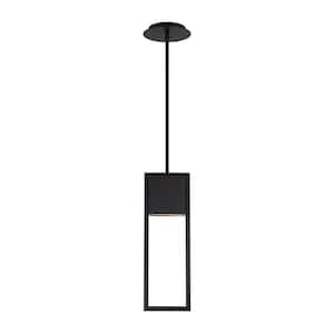 Archetype 18 in. 90-Watt Equivalent Integrated LED Black Pendant with Acrylic Shade