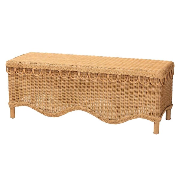 Erla Light Honey Rattan Accent Bench 47.6 in.