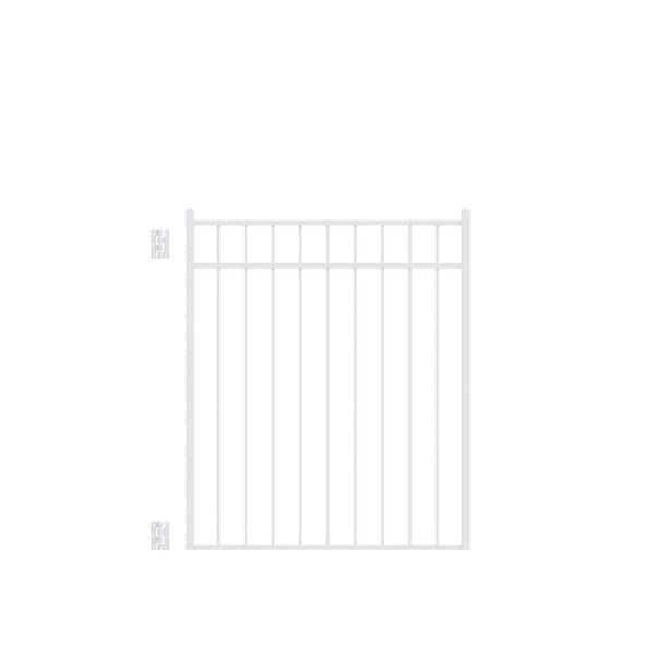 Barrette Outdoor Living Natural Reflections 4 ft. x 4-1/2 ft. White Standard-Duty Aluminum Straight Pre-Assembled Fence Gate