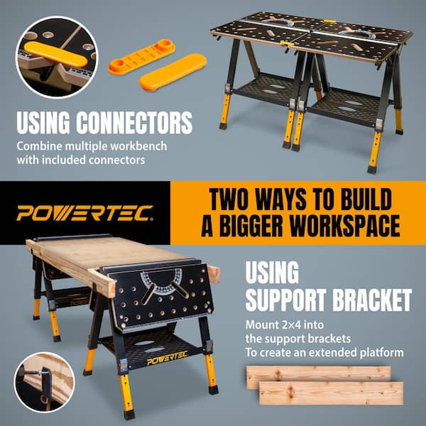 POWERTEC 36 in.H x 27.6 in.W, 2-in-1 Folding Work Table and