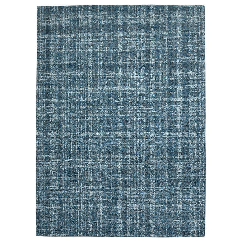 8' X 10' Turquoise Gray And Ivory Wool Plaid Hand Tufted Area Rug price history on PriceWatchPro