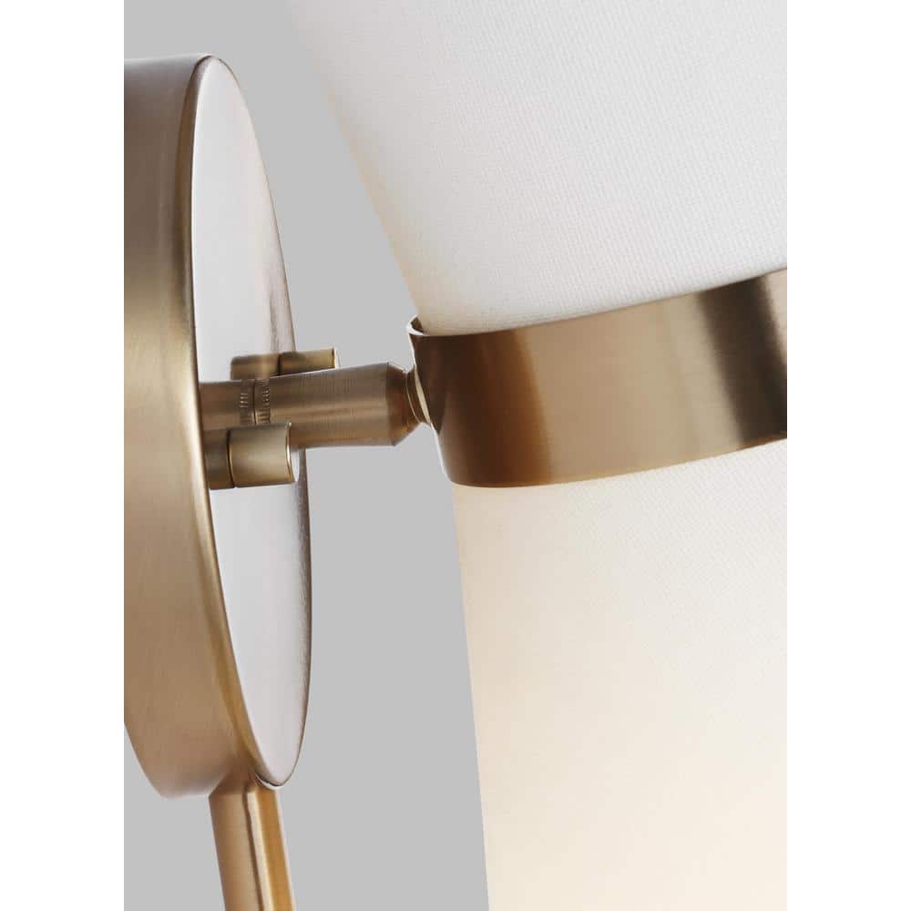 Satin Bronze and White Linen 1-Light Outdoor Wall Sconce