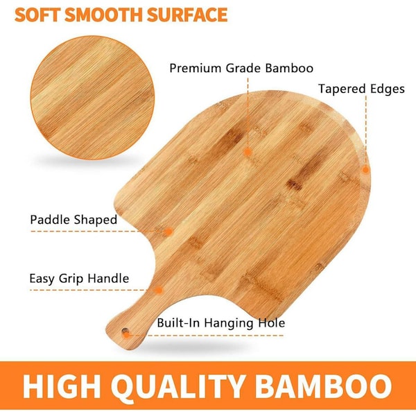 ZOENHOU 2 PCS 17 X 12 Inch Bamboo Pizza Peel, Pizza Board With Handle, Bamboo - View #3