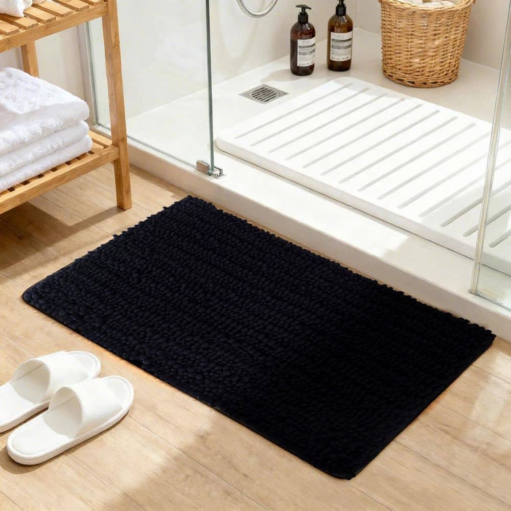 ilemong Bath Mat Non Slip Chenille Bath Rug 15.7 in. x 23.6 in