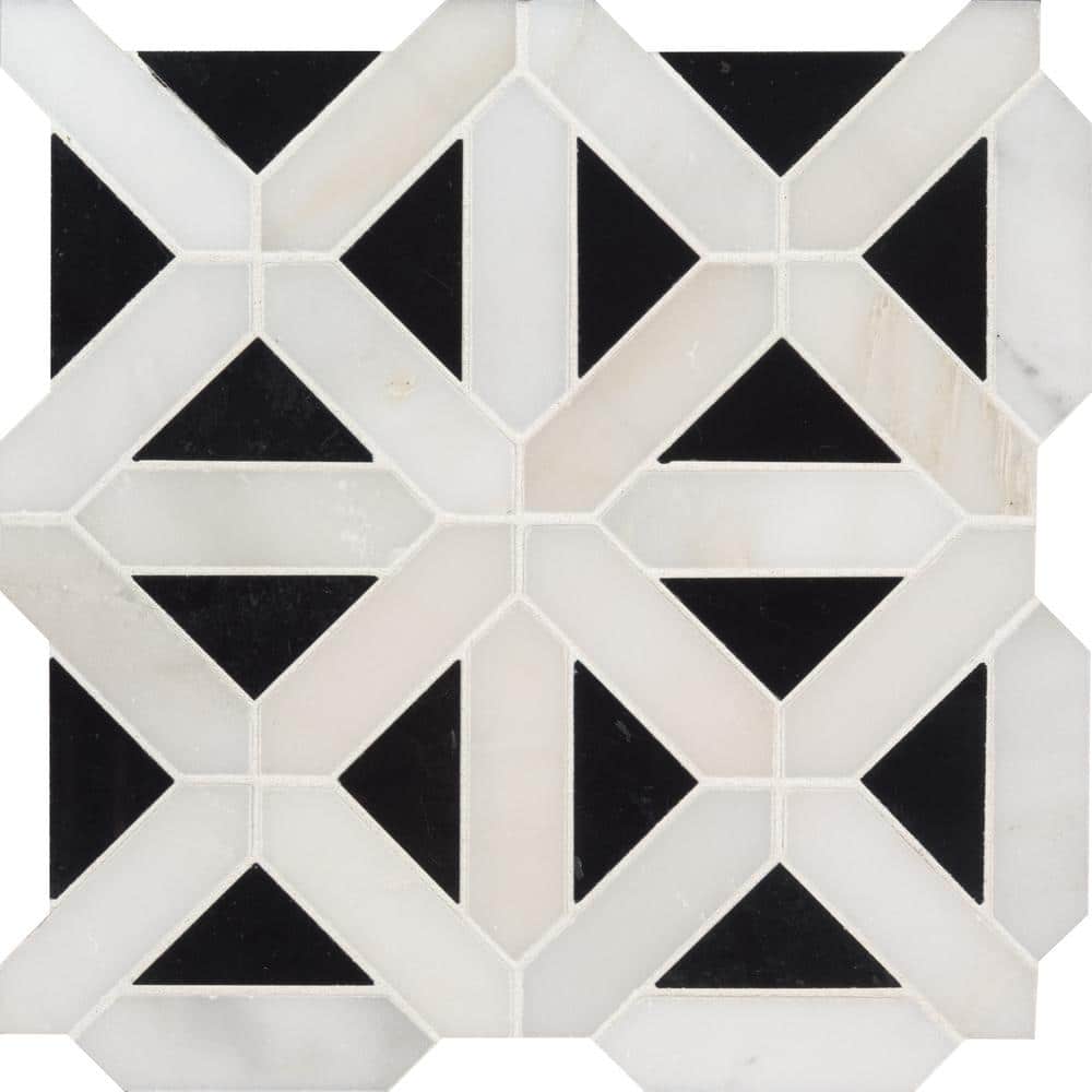 Take Home Tile Sample - Retro Fretwork 6 in. x 6 in. x 10mm Mixed Marble Mosaic Tile price history on PriceWatchPro