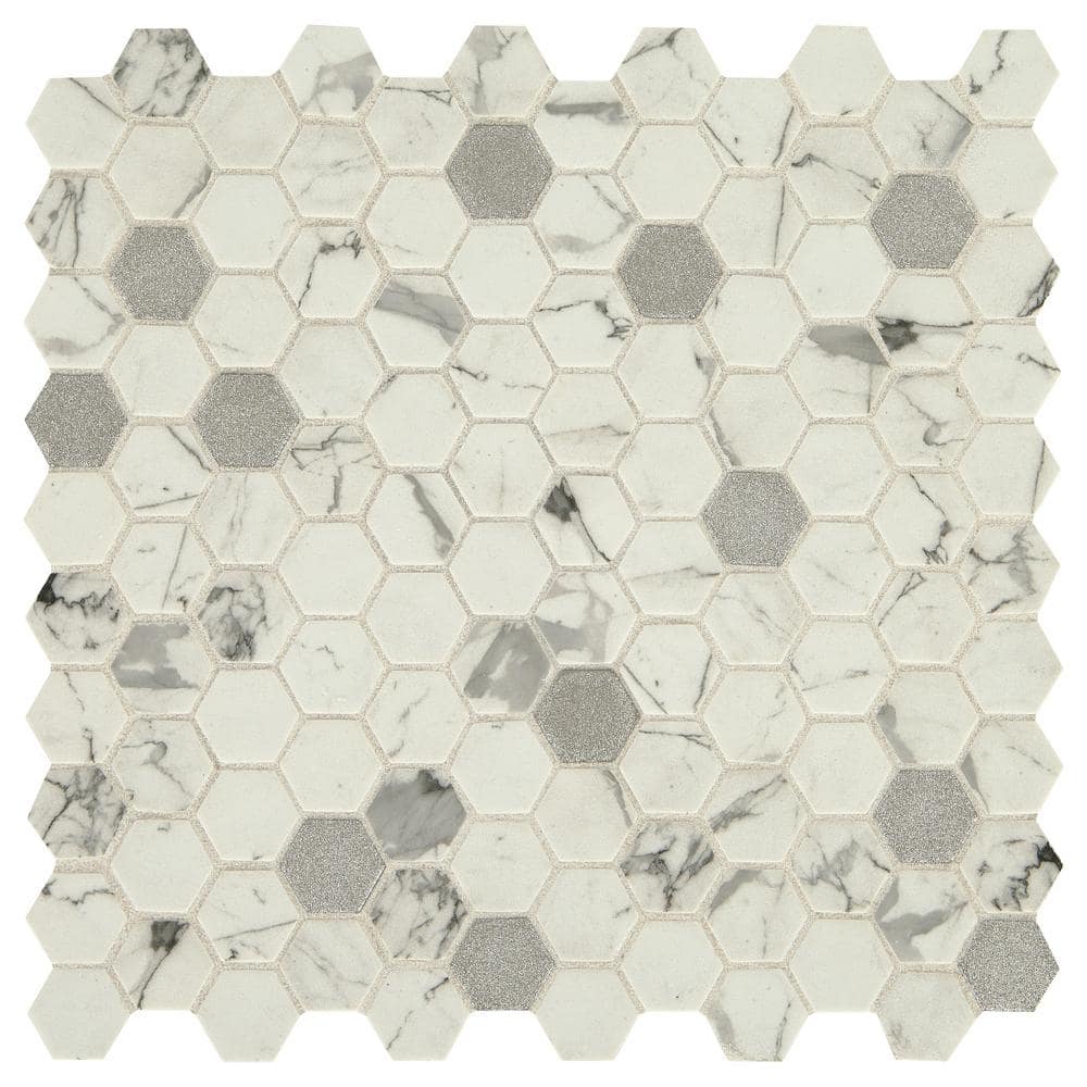 Uptown Glass Posh Bubbly 12 in. x 12 in. Glass Hexagon Mosaic Tile (16.92 sq. ft./Case) price history on PriceWatchPro
