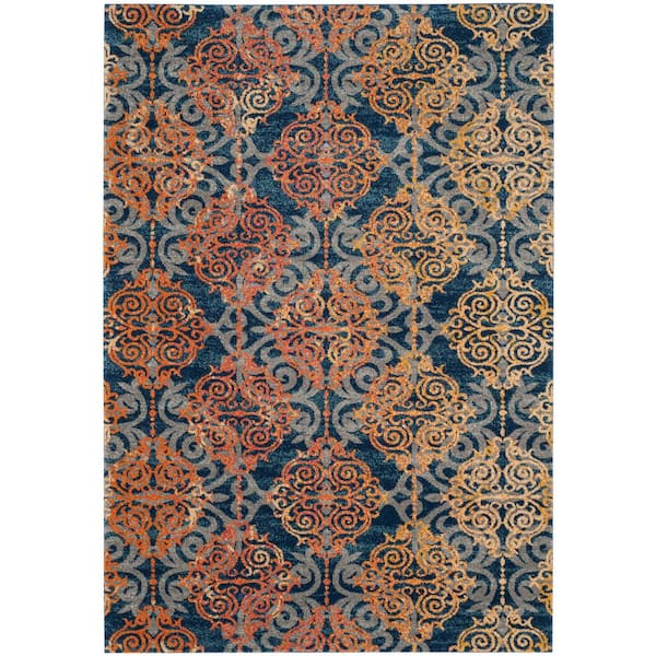 SAFAVIEH Evoke Blue/Orange 4 ft. x 6 ft. Geometric Area Rug