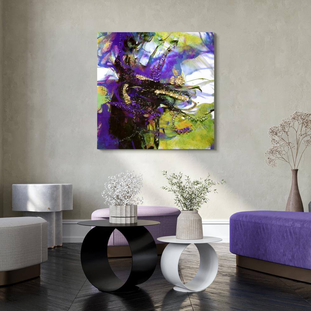 Vibrant Essence I 40" Abstract Canvas with Epoxy and Crystal Shards