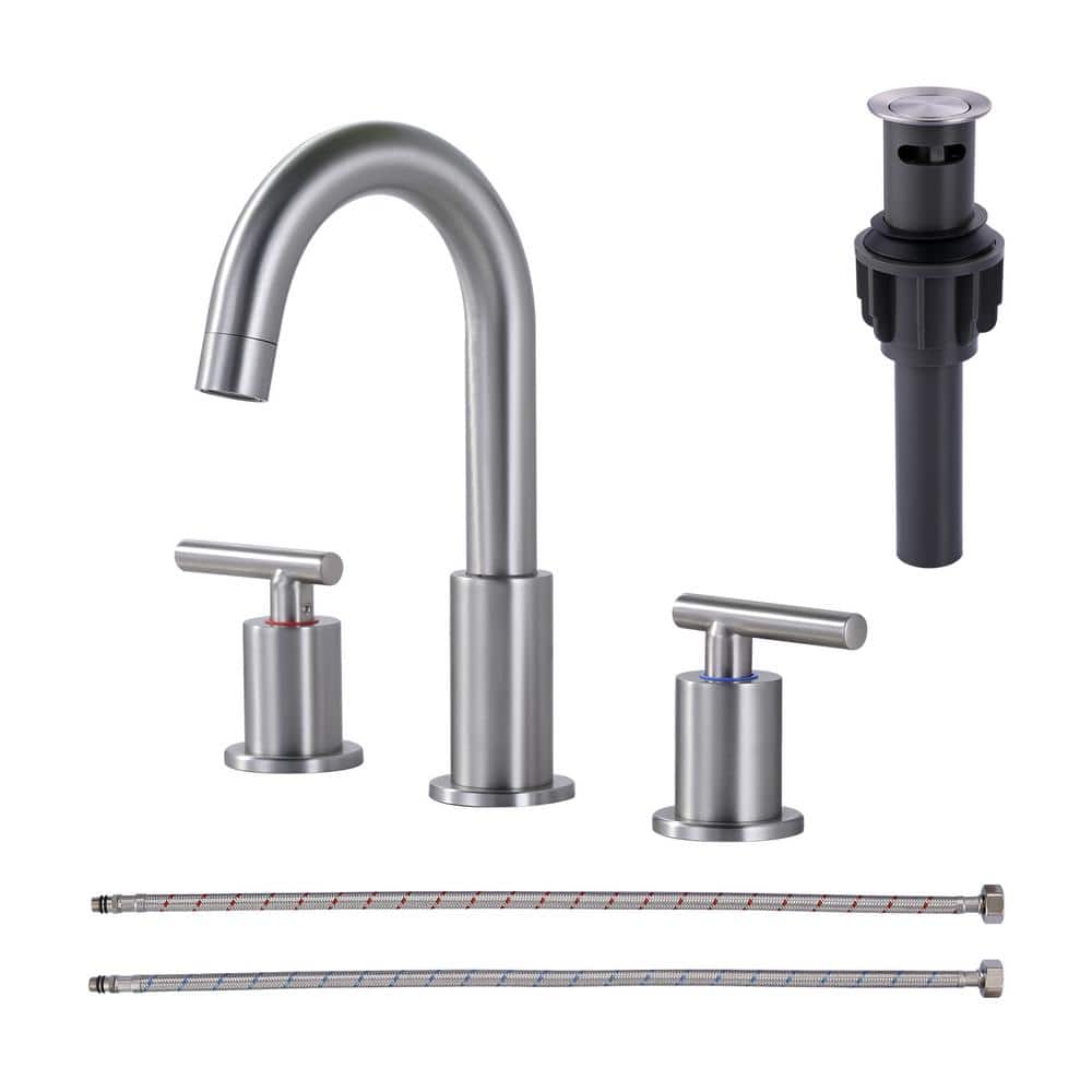 8 in. Widespread Double Handle Bathroom Faucet 3-Holes Modern Bathroom ...
