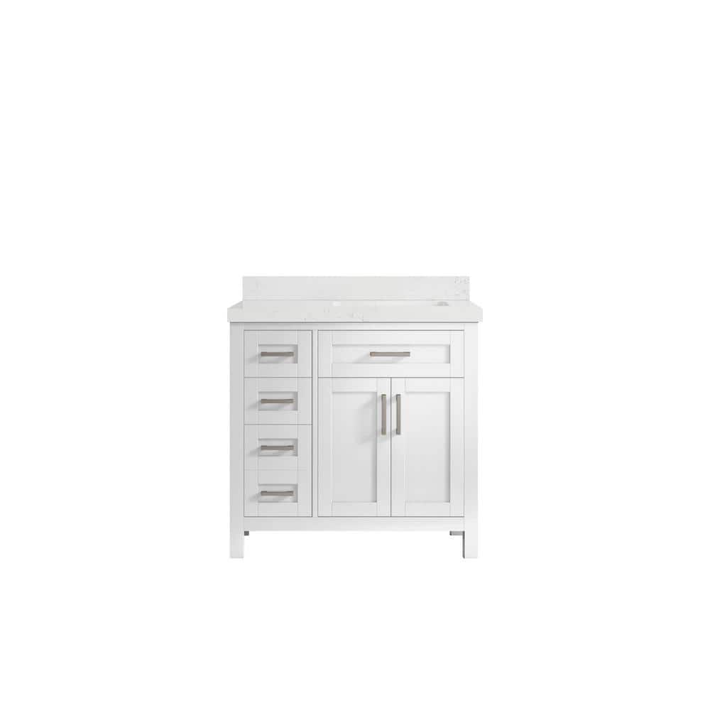 Cambridge 36 in. W x 22 in. D x 36 in. H Right Offset Sink Bath Vanity in White with 2 in. Empira Quartz Top price history on PriceWatchPro