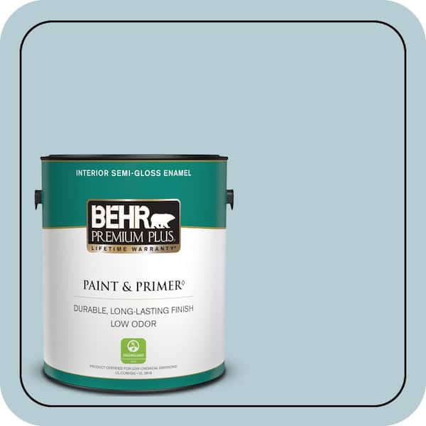 BEHR PREMIUM PLUS 1 gal. #530E-3 Sonata Semi-Gloss Enamel Low Odor Interior Paint & Primer