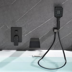 Single-Handle Wall Mount 1 -Spray Roman Tub Faucet 2.5 GPM with 10 in. Handheld Shower in. Black Valve Included