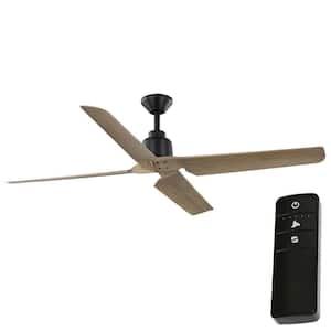 Delmore 60 in. Indoor/Outdoor Matte Black Ceiling Fan with DC Motor and Remote Control
