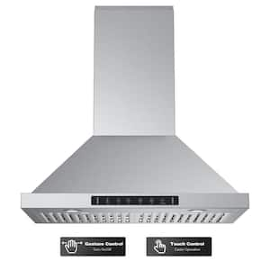 30 in. 900 CFM Convertible Wall Mount Range Hood in Stainless Steel with LED, Charcoal Filter, Gesture/Touch Control