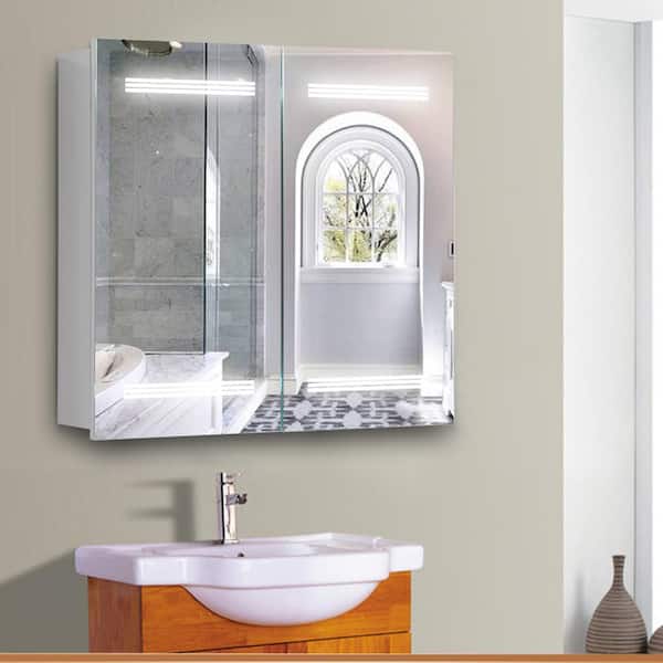 Vanity Art 25 In X 26 5 75 Led Lighted Surface Mount Medicine Cabinet White Va7 The Home Depot Medicine Cabinet In White Va7, Vanity Art Led Bathroom Mirror Medicine Cabinet With Rock Switch