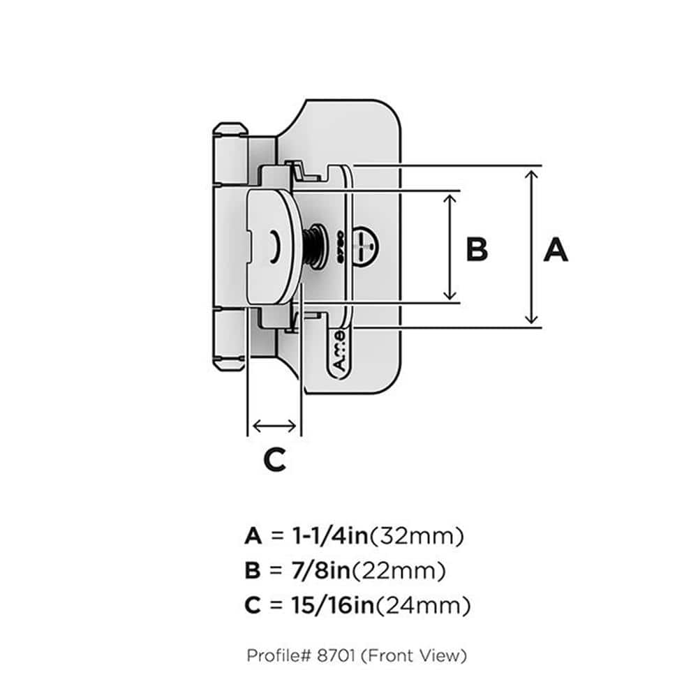 Satin Nickel Semi-Concealed Partial Overlay Cabinet Hinge