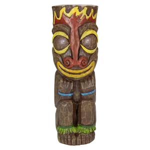 16 in. Solar Lighted Polynesian Outdoor Garden Fire Tiki Statue