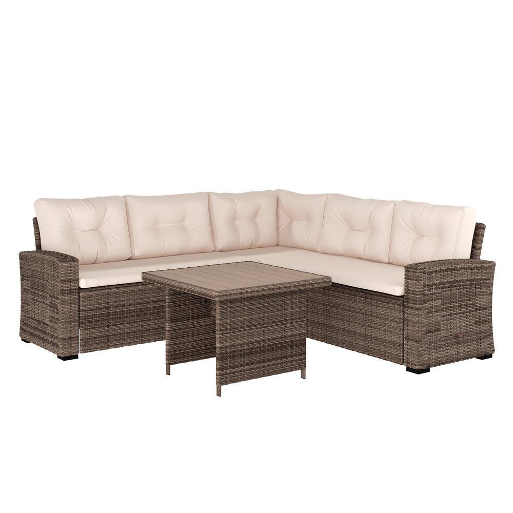 Brown 2-Piece Plastic Rectangle Outdoor Dining Set