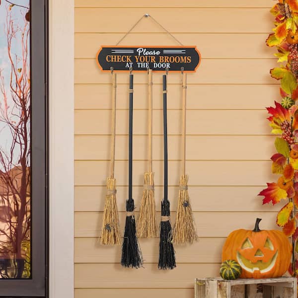 42 in. Halloween Wooden Brooms Parking Porch Decor