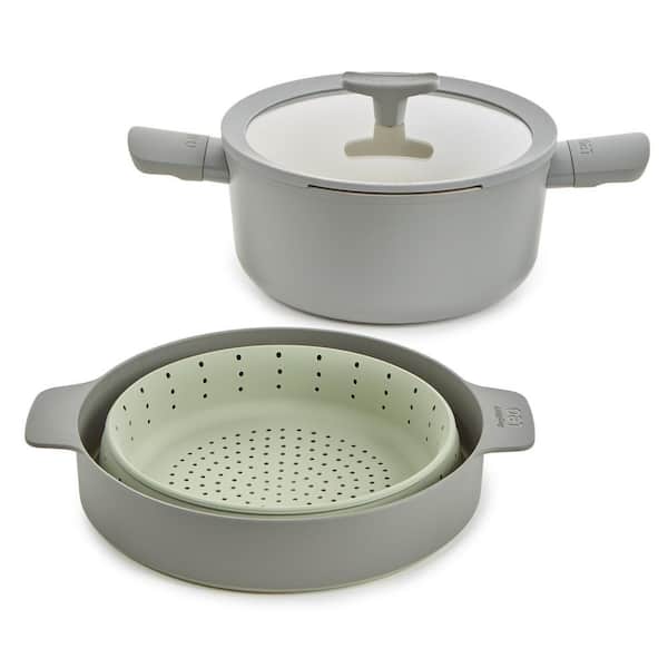 Balance 3-Piece Recycled Aluminum Nonstick Ceramic Steamer Set in Moonmist