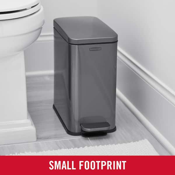 Rubbermaid FGST40SSPL 25 gal Square Metal Step Trash Can, 19L x 19W x 30H,  Stainless