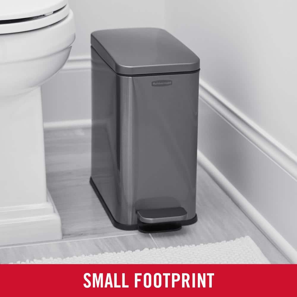 2.6 Gallon Silver Stainless Steel Rectangular Step-On Trash Can