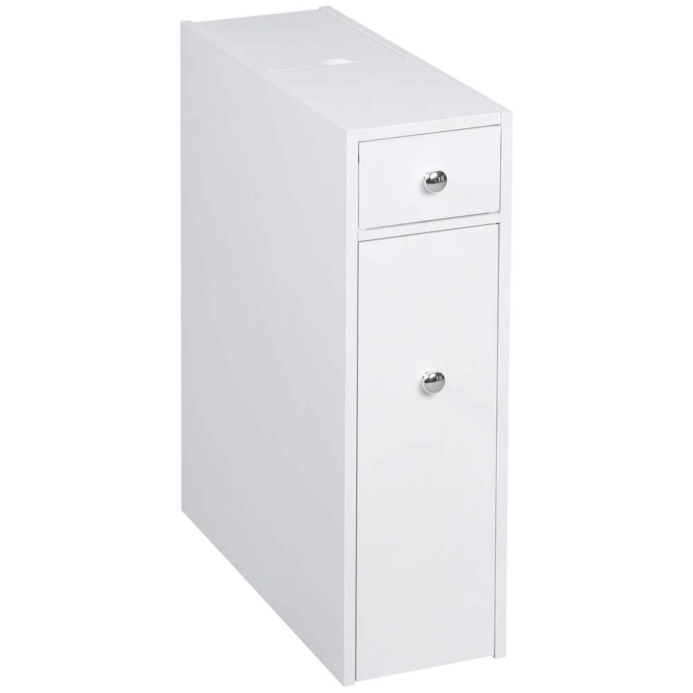 HOMCOM 26 Bathroom Cabinet White Country Toilet Paper Storage Shelf with Door