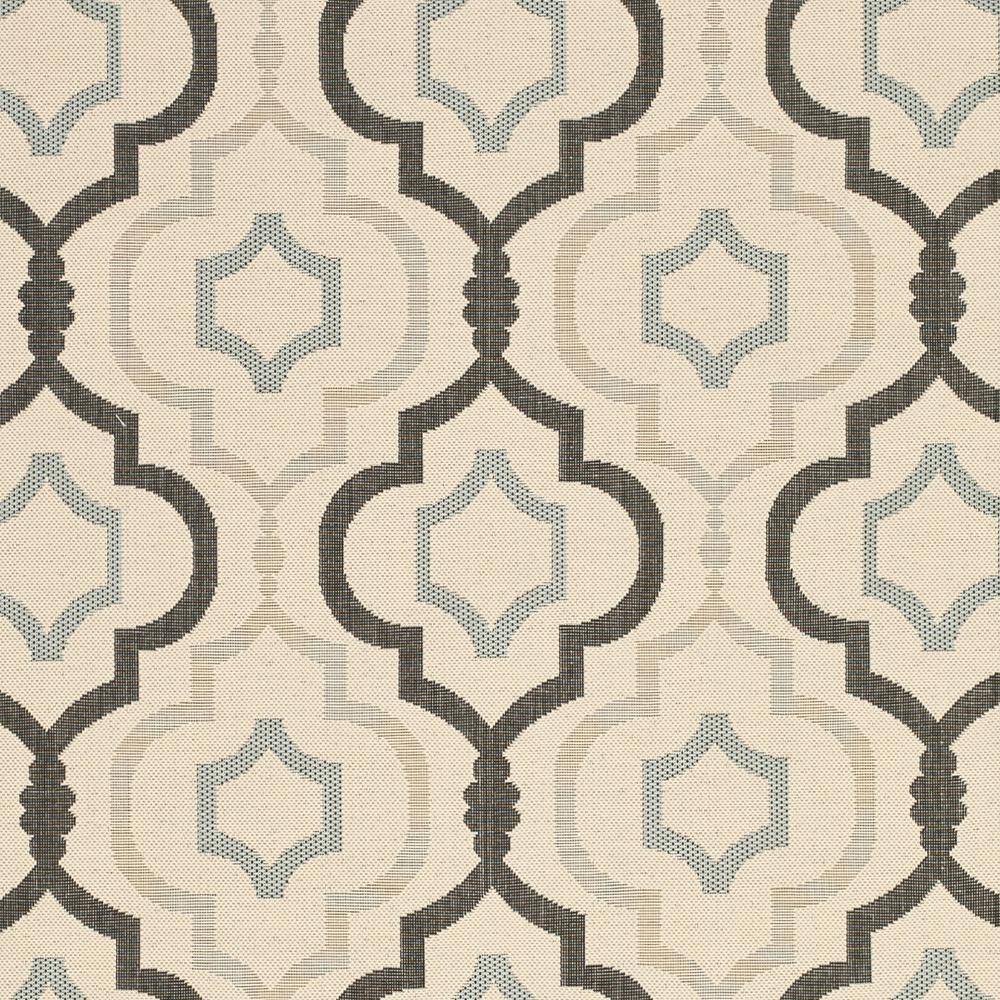 Beige and Black Synthetic Flat Woven 2'4" x 14' Runner Rug