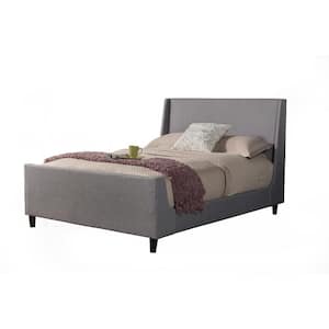 Amber Gray Linen Wood Frame Full Platform Bed