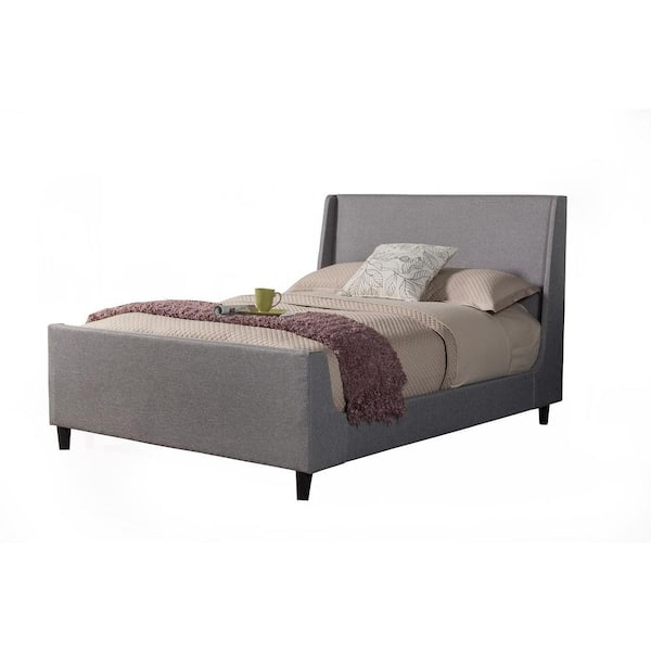Alpine Furniture Amber Gray Linen Wood Frame Full Platform Bed