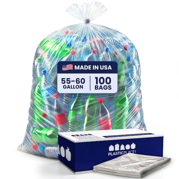 Plasticplace 55 Gal. to 60 Gal. Clear Heavy-Duty Trash Bags (Case of 100)