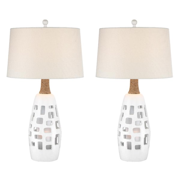 Unbranded 32 in. Antique White Indoor Table Lamp Set