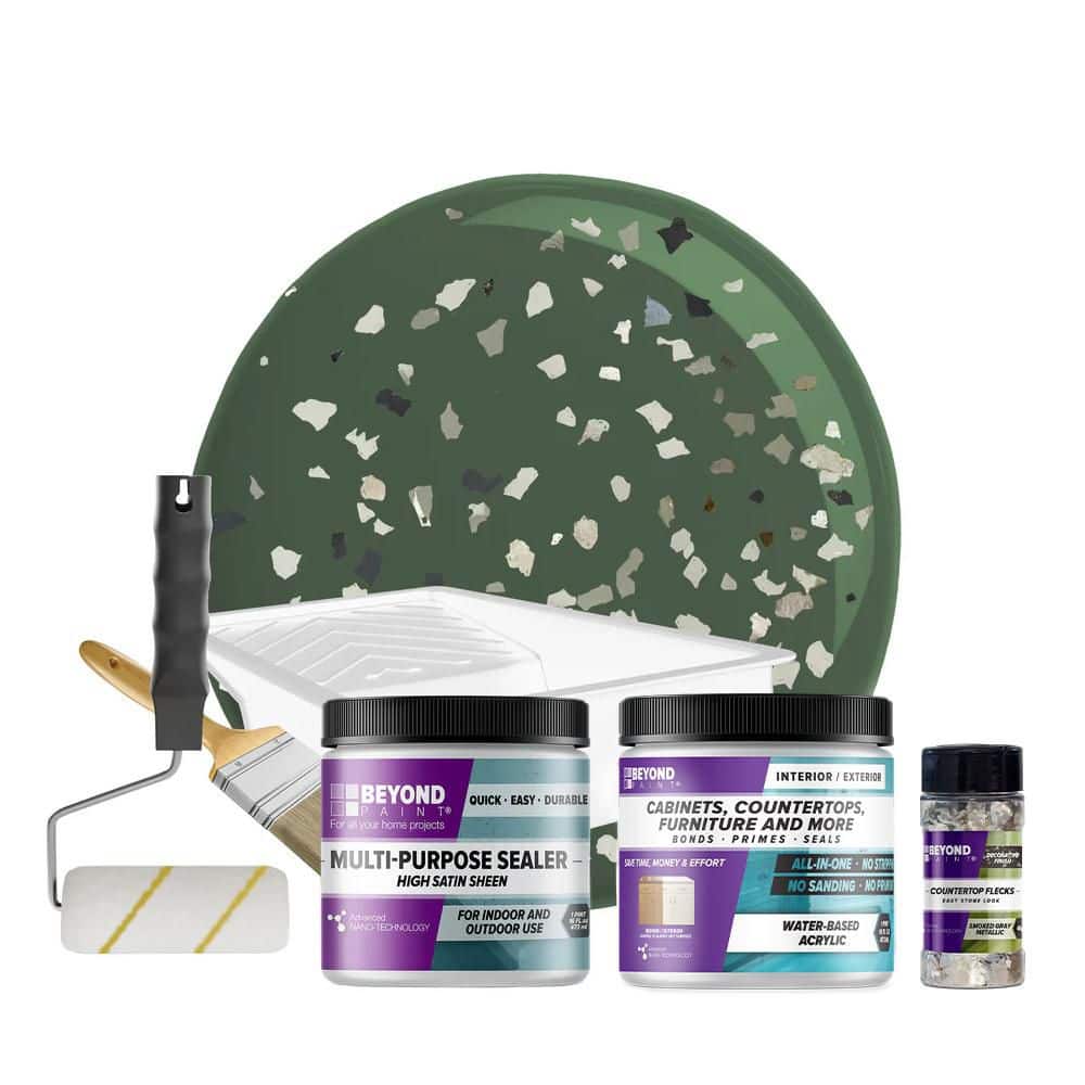 BEYOND PAINT Forest Green Countertop Kit and Smoked Gray Flecks