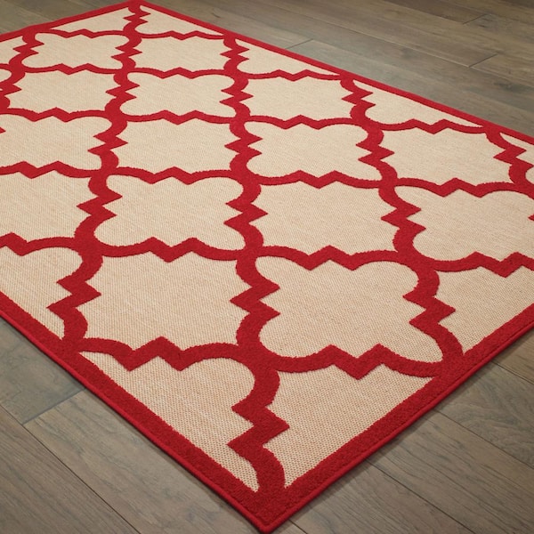 Marina Red 8 ft. x 11 ft. Outdoor Patio Area Rug