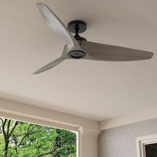 Manvel 60 in. Indoor/Outdoor Matte Black Urban Industrial Ceiling Fan with Remote Included for Great Room