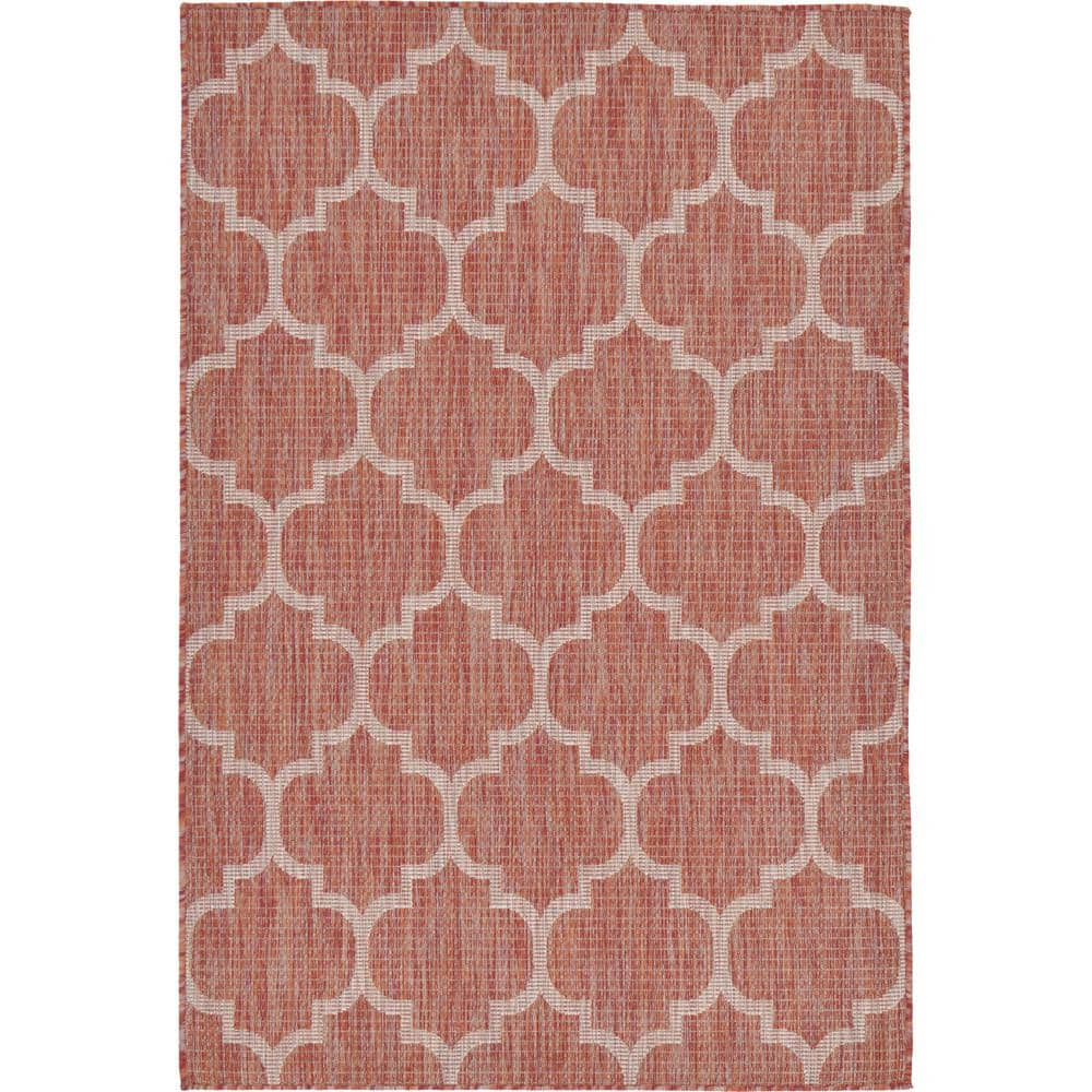 Outdoor Trellis Rust Red 4' 0 x 6' 0 Area Rug price history on PriceWatchPro