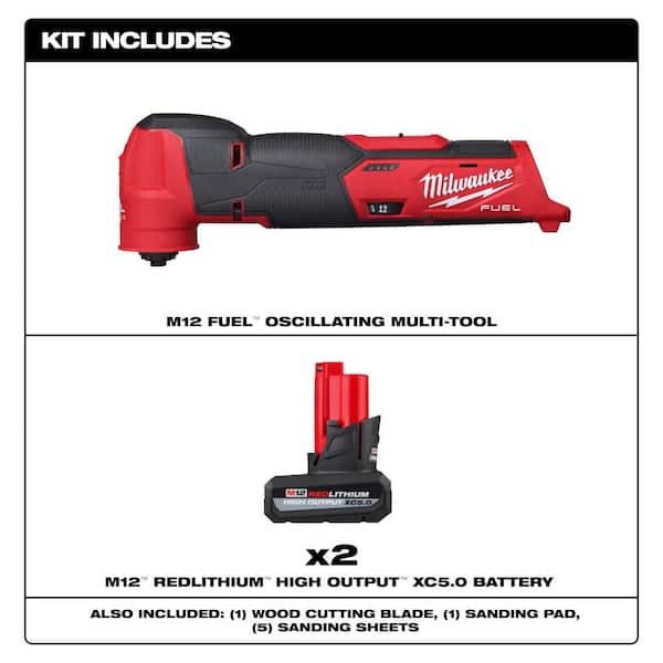 M12 FUEL 12V Lithium-Ion Cordless Oscillating Multi-Tool with M12XC High Output 5 Ah Battery (2-Pack)