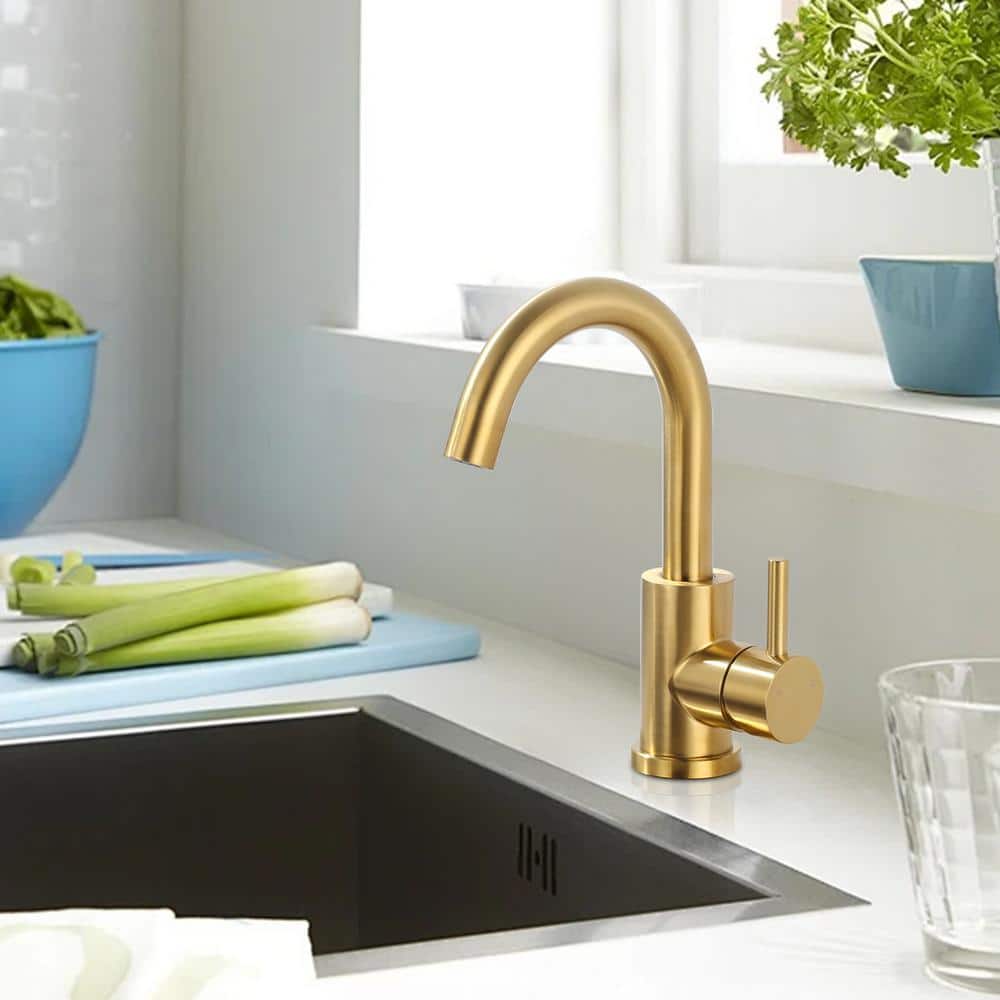 Brushed Gold Stainless Steel Single Handle Bar Faucet