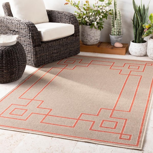 Blanche Taupe 6 ft. x 9 ft. Indoor/Outdoor Patio Area Rug