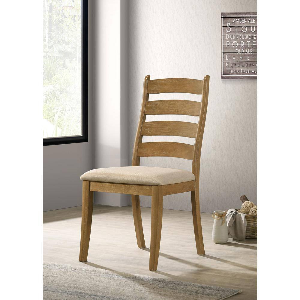 Danvers Brown Oak Fabric Ladder Back Dining Side Chair (Set of 2)