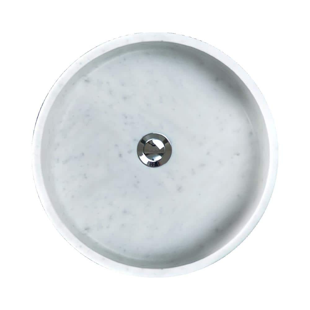 Carrera White Stone Circular Bathroom Sink 15.75"