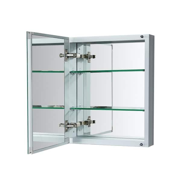 Satico 20 in. W x 26 in. H Rectangular White Aluminum Recessed/Surface Mount Medicine Cabinet with Mirror