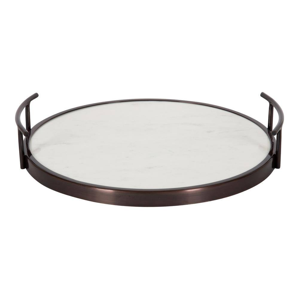 Elegant Round 14'' Bronze Marble Display & Serving Tray