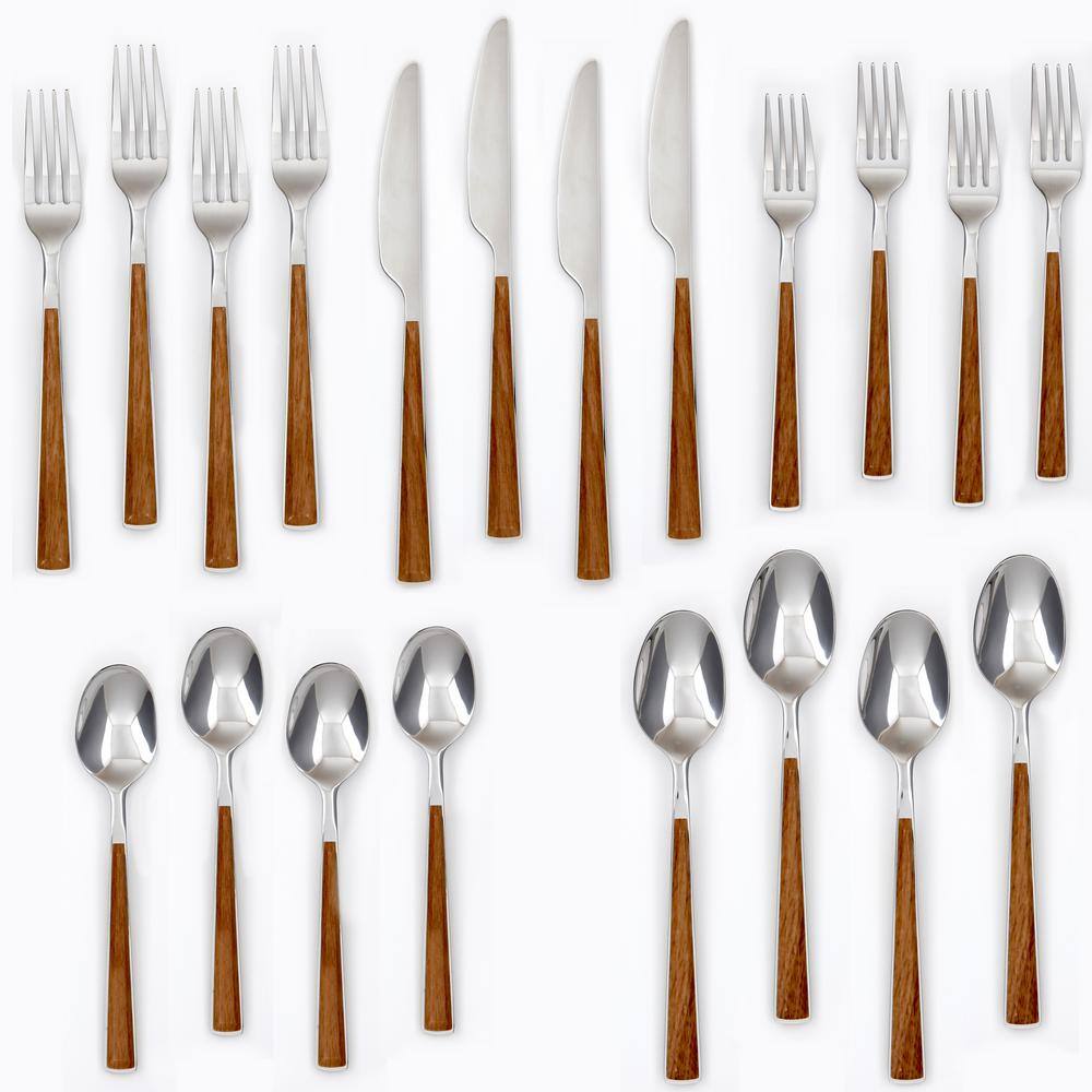 Esben 20-Piece Warm Brown Stainless Steel Flatware Set