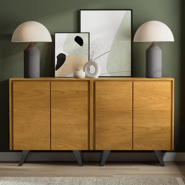 Lowry 42 in. Oak Storage Cabinet (Set of 2)
