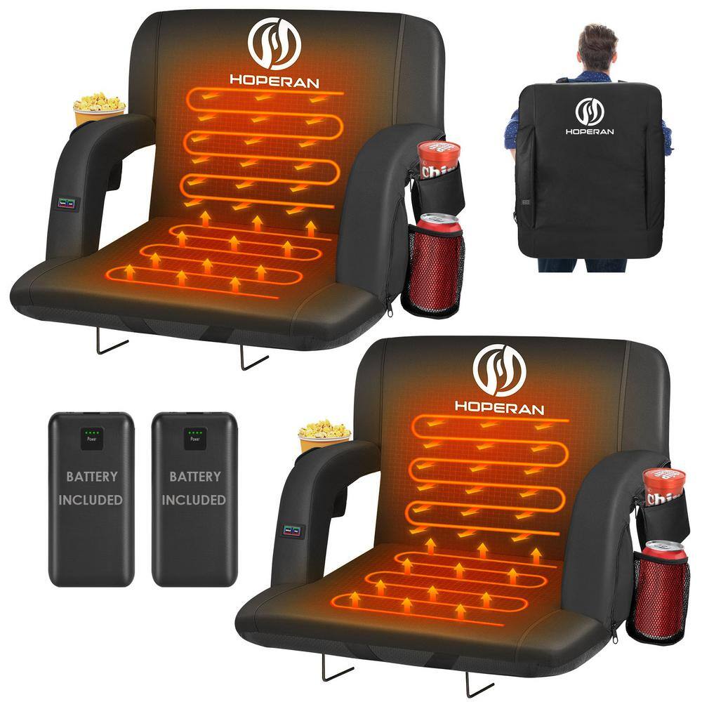 HOPERAN Dual-Sided Heated Stadium Seats For Bleachers With Back Support, 20000mAh Power Bank Included Stadium Chair 3 Levels Heating Stadium Seating Bleachers