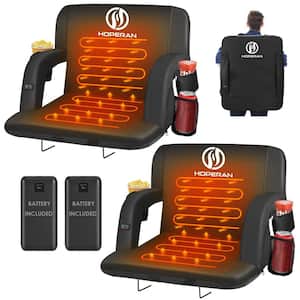 Unasiy Black 25 in.W Heated Stadium Seats for Bleachers with 20000mAh Power Bank Included Stadium Seating(2-Pack)