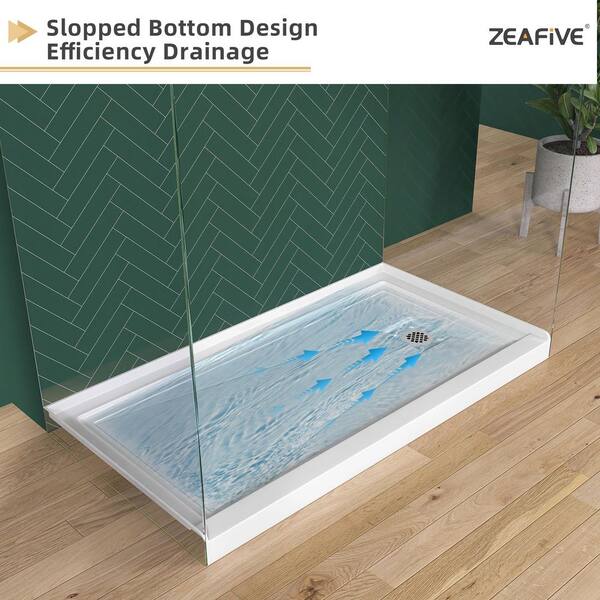 Zeafive 60 in. L x 32 in. W Alcove Single Threshold Acrylic Shower