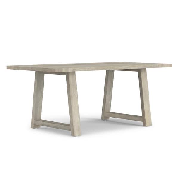Whitley White Wash Solid Mango Wood 72 in. Sled Base Dining Table, Seat 6