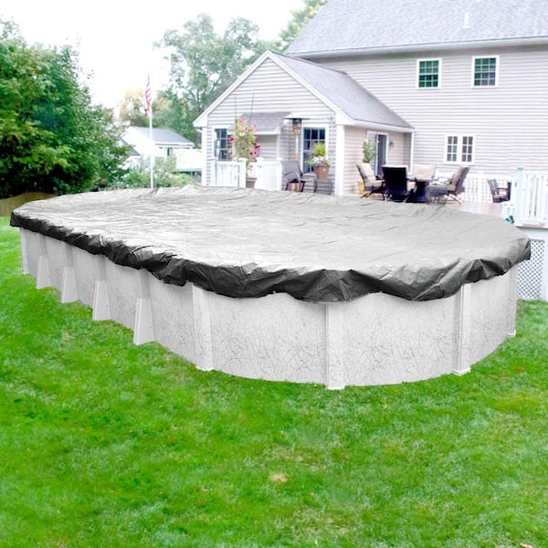 Pool Mate Silverado 18 ft. x 24 ft. Oval Silver Solid Above Ground Winter Pool Cover